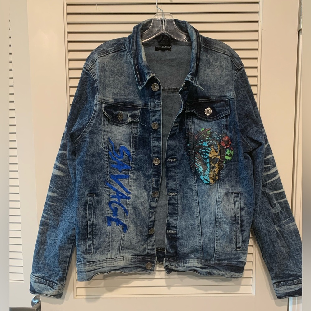 Track 23 Graphic Print Denim Jacket